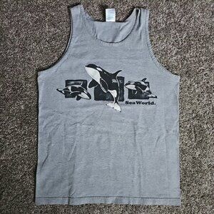 AAA Sea World Size Medium Sleeveless Tank Top w. Shamu Orca Whales